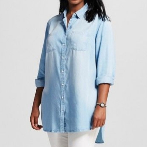 Ava & Viv Tops - Ava & Viv High Low Chambray Top